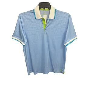 Nick Graham Everywhere Small Polo Shirt Blue Bold Box Mod Fit Quick Dry UPF 50+